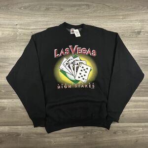 Vintage Las Vegas Sweatshirt Mens XL 90s Made in USA Casino Cards Poker NWT